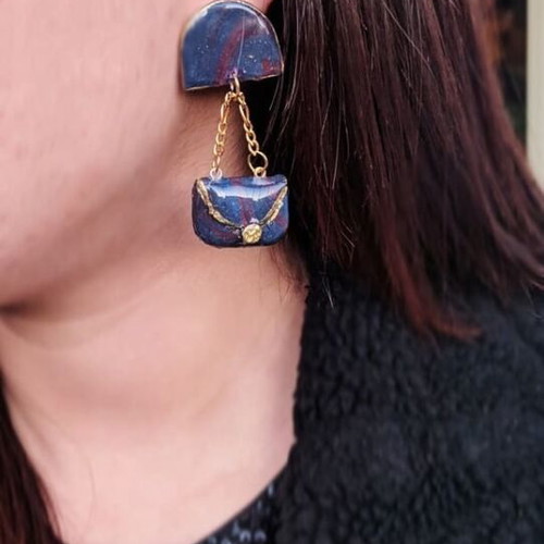 Handmade Saint Valentine earrings from polymer clay and resin glass new