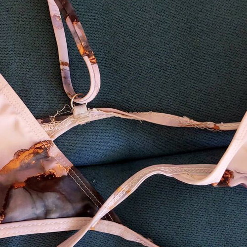 Polymorphic Triangle Bikini Set used, marble print, turquoise and gold