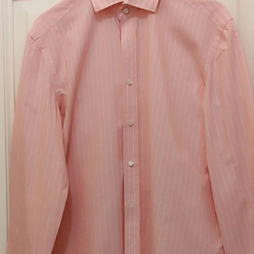 Luigi Borrelli Napoli x Unützer pink striped shirt handmade, size L
