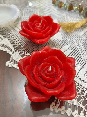 Rose candles new, pack of two