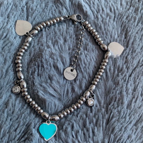 Steel bracelets used, turquoise