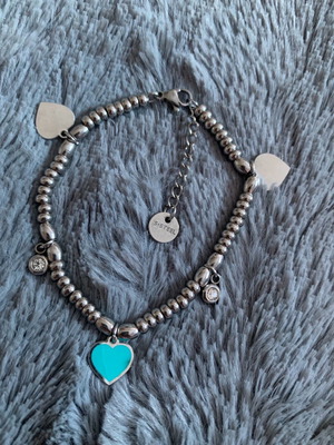 Steel bracelets used, turquoise