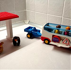 Playmobil - Σχολικό λεοφωρείο + 9 φιγούρες + ριμουλκό + στέγαστρο + βαλίστσες κλπ