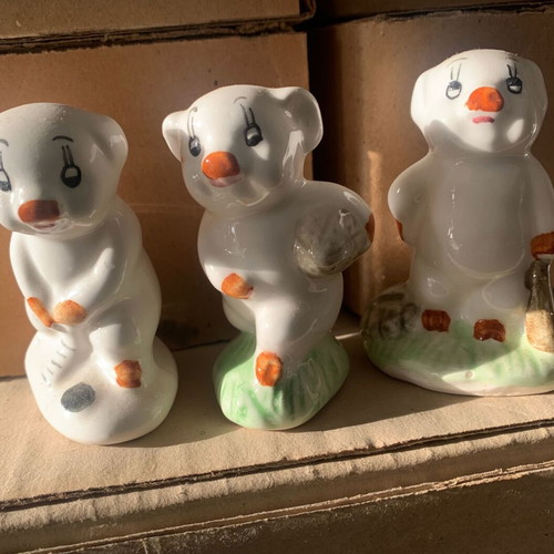 Porcelain Bear Figurines Set of 3 with Sports Theme new