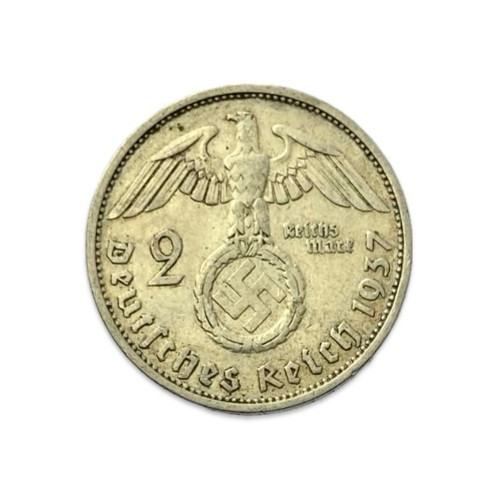 Germany 2 Mark 1937 F S8 coin used, silver 8 g