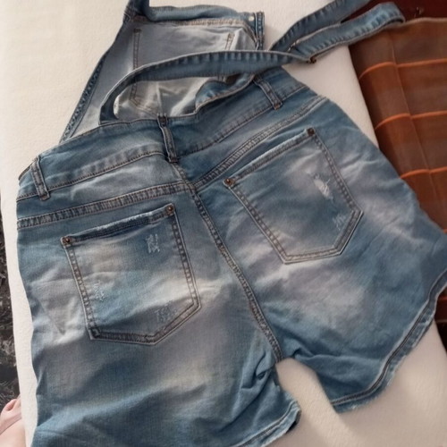 Denim short overalls, blue, size XXL