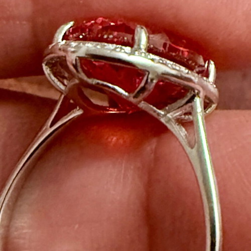 Canary Red Solitaire Ring 925 Silver with Cubic Zirconia, new