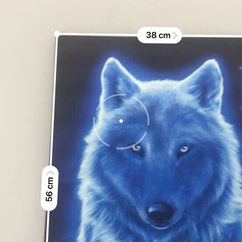 Blue Wolf Canvas Wall Art with Glow in the Dark Effect, like new, 38×56 cm