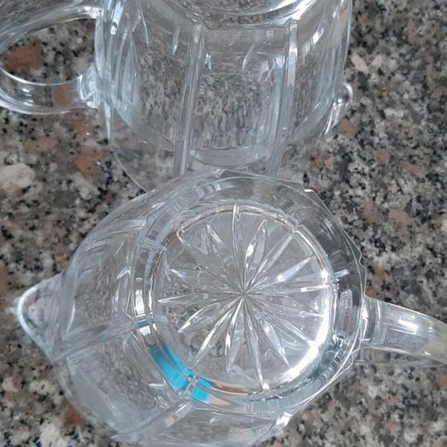 Glass pitchers used, set of 2 for water, wine, beer