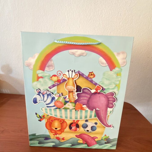 Noah's Ark gift bag with satin ribbon handle