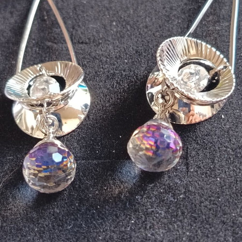 Vintage earrings with Swarovski crystals new, silver