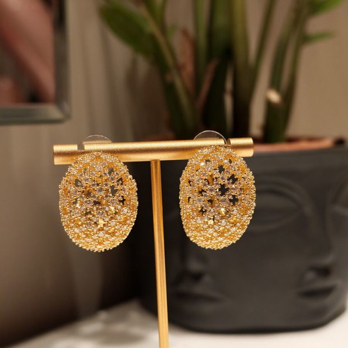 Gold-plated earrings with zircon stones