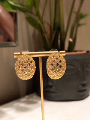 Gold-plated earrings with zircon stones