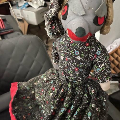 Vintage doll Red Riding Hood used, reversible with grandma and bad wolf