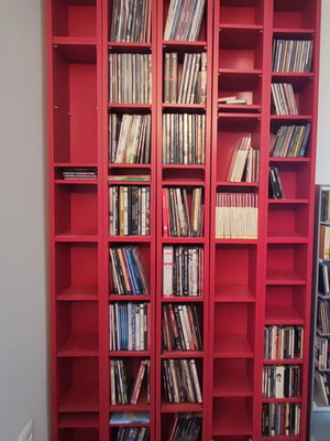IKEA Gnedby Red Bookcases with Adjustable Shelves, Set of 5, Like New