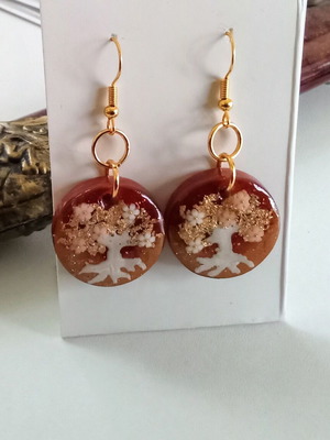 Tree of Life handmade earrings new, brown color