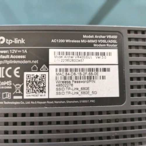 Modem Router TP-LINK used, Dual Wifi, VDSL/ADSL, 4 ports, AC1200