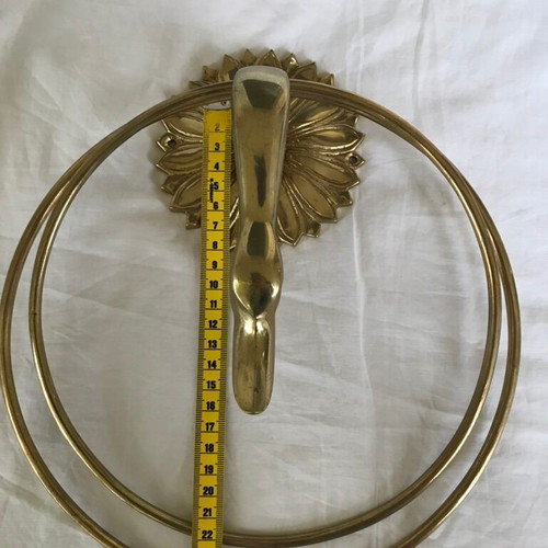 Set of rings used, brass antique curtain or towel holders in gold color