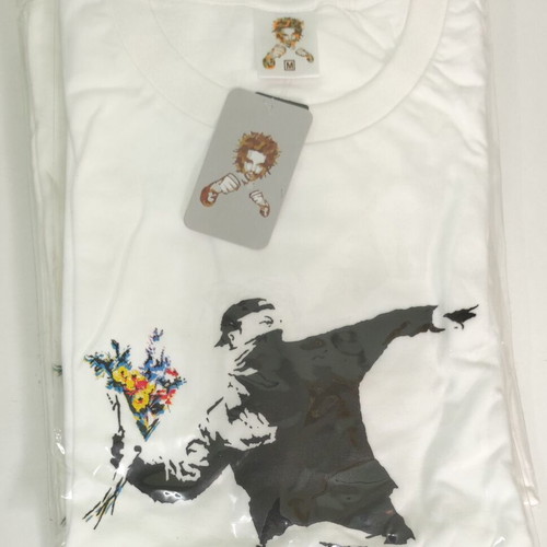 T-shirt Banksy Flower Thrower 100% cotton new, sizes S and M