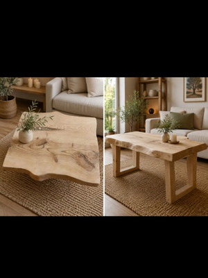 Coffee table made of wild pine wood like new, Scandinavian style