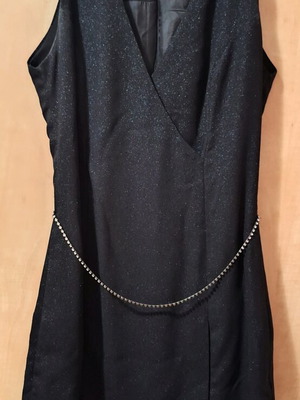 Black evening dress with strass belt medium like new