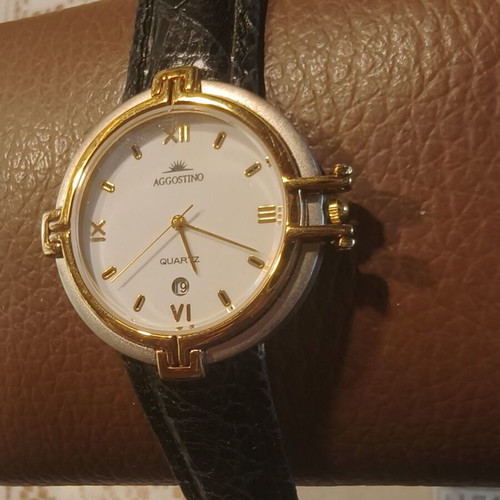 Aggostino Vintage Quartz Watch, Two-Tone, Date Display