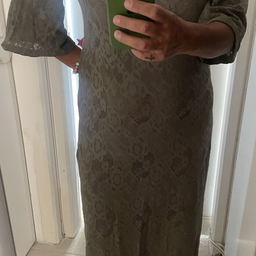 Maxi knitted olive dress, size M-L