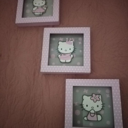 Hello Kitty decorative frames set of 3 with glass, new