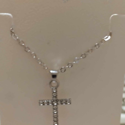Cross with strass in silver color new