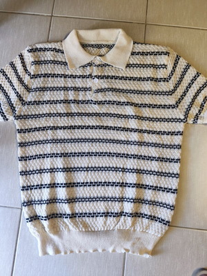 Men's summer knitted shirt new, black and beige, size XL
