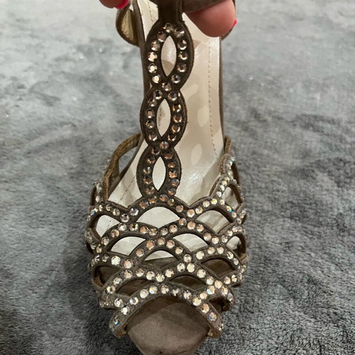 Sergio Rossi suede sandals with Swarovski new, size 39, beige