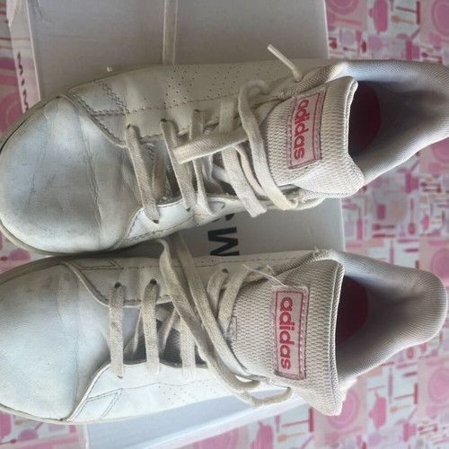 Adidas athletic shoes size 36 used, white and pink