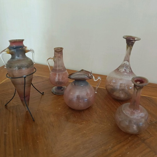 Collectible set of ancient glass vessel replicas like new