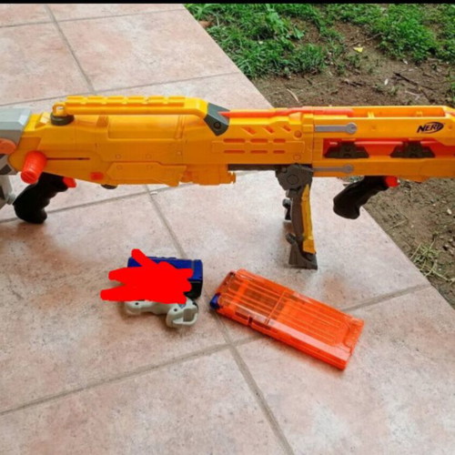 Nerf N-Strike Longshot CS-6 blaster used with Ultra 1 Nerf automatic gift