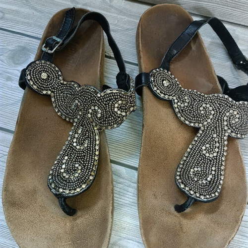 Buffalo leather slippers used, size 39, black and brown