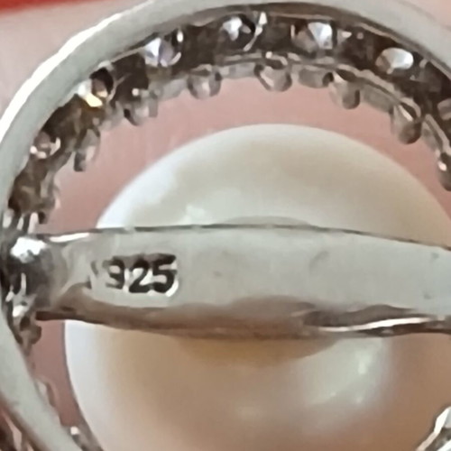 Necklace with genuine 1 mm pearl, silver 925 like new
