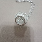 Crown necklace used, silver, 3D pendant with long chain