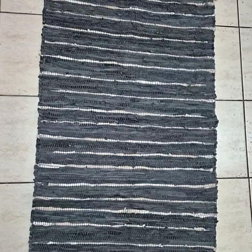 Leather rug with silver details and fringes 75x120cm new