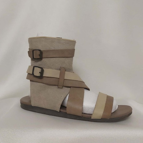 Acebo's leather sandals like new, ankle height 15cm, size 38, beige and brown