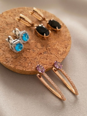 Earrings set of 3 pairs with synthetic crystals new
