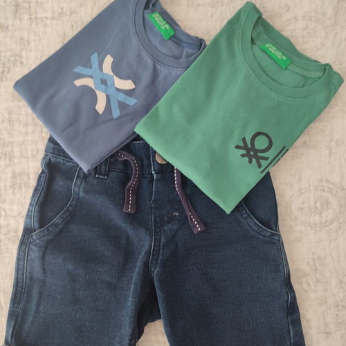 Benetton kids set with two t-shirts and soft shorts for 4 years old