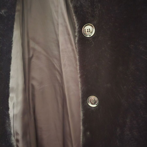 Zara long black eco fur coat like new, size S