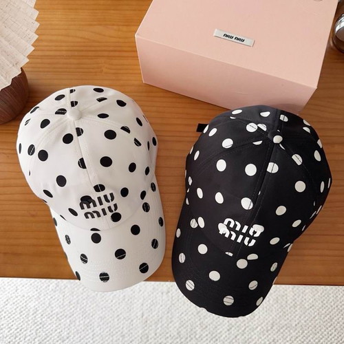 Miu Miu Handmade Baseball Cap New, Black and White