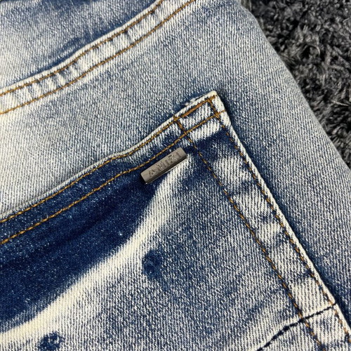Amiri men's distressed embellished denim jeans like new, size L, blue