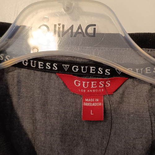 Guess Los Angeles men's polo shirt black with grey details, like new, size L