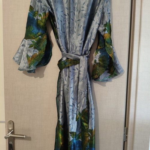 Malen Rouge Amalia maxi satin kimono dress new, multicolor
