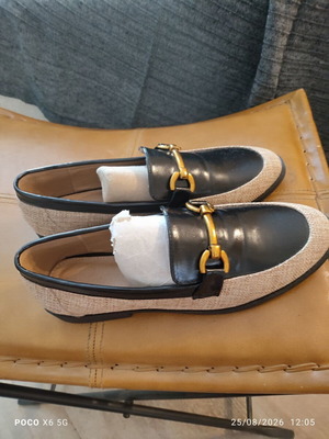 Shein unisex loafers, raffia and patent leather, size 43