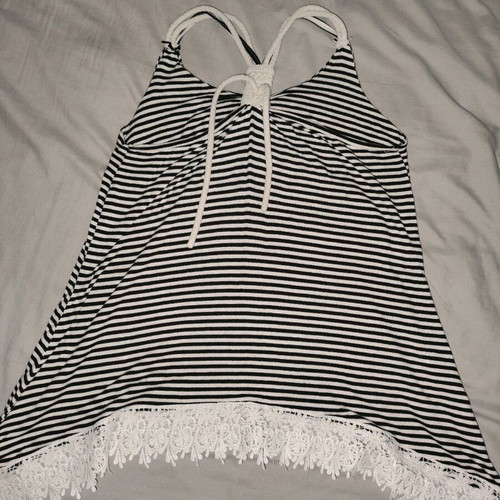 Summer blouse used L/XL with lace, black and white