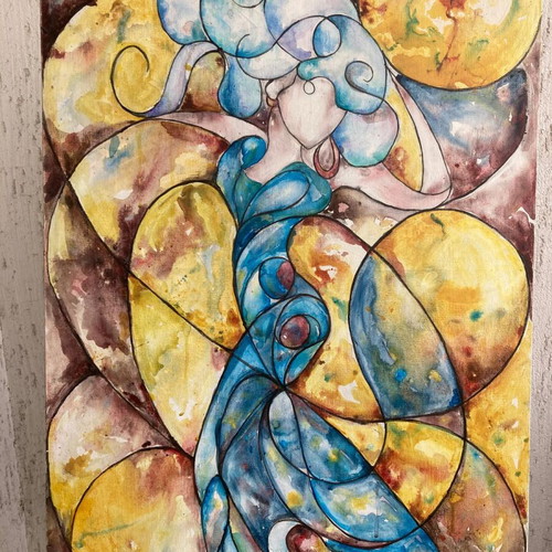 Painting Muza custom made, acrylic on canvas 90x60