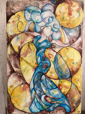 Painting Muza custom made, acrylic on canvas 90x60